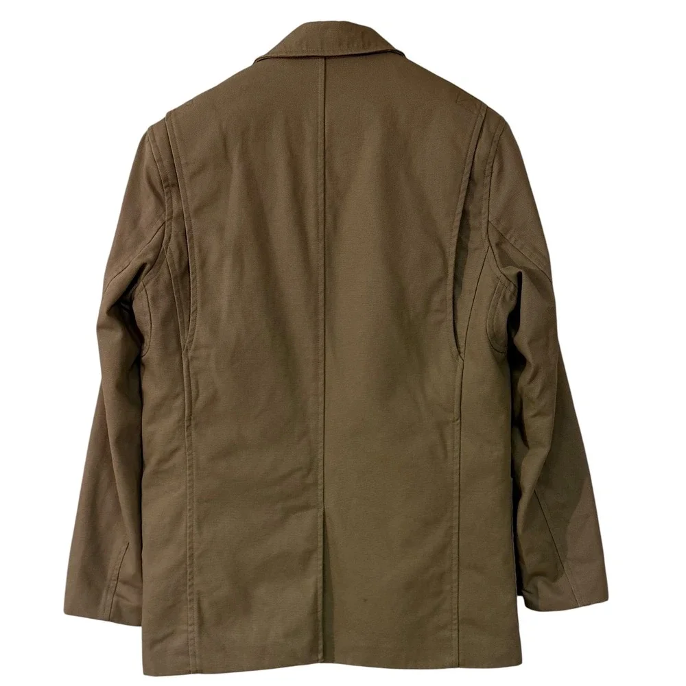 Duluth Trading Mens Fire Hose Presentation Jacket Khaki Canvas Blazer Utility LT